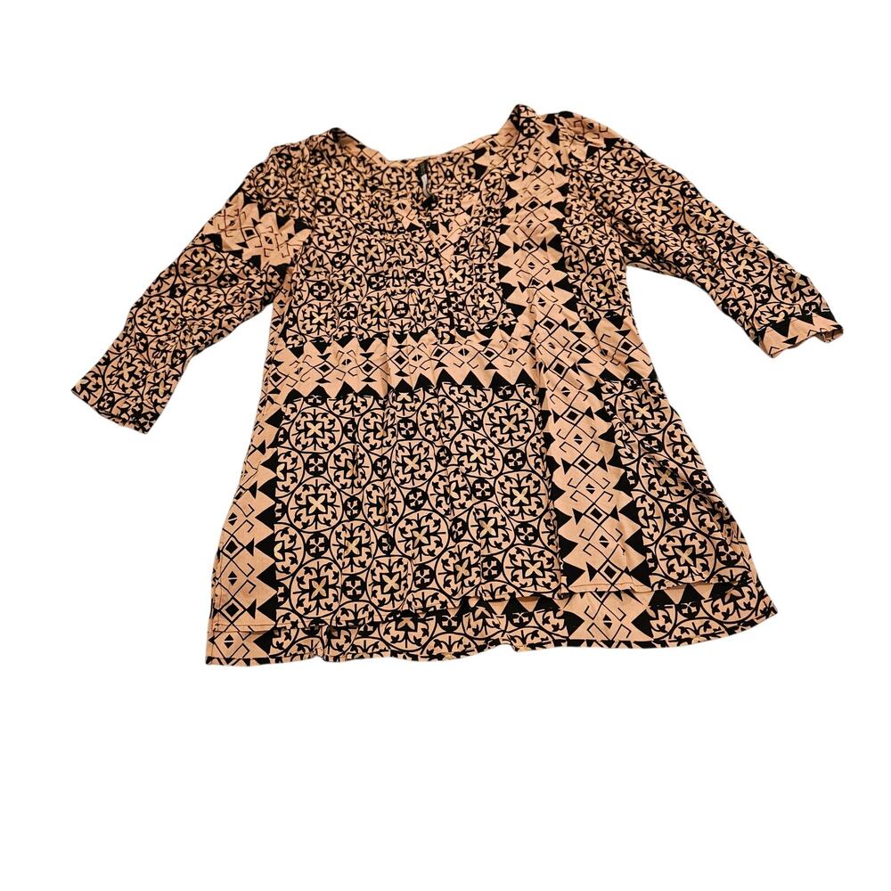 Plenty by Tracy Reese Boho Geometric Print Tunic Blouse Women’s Small 3/4 Sleeve